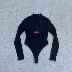 Adidas Originals by Alexander Wang Black Lace Logo Bodysuit